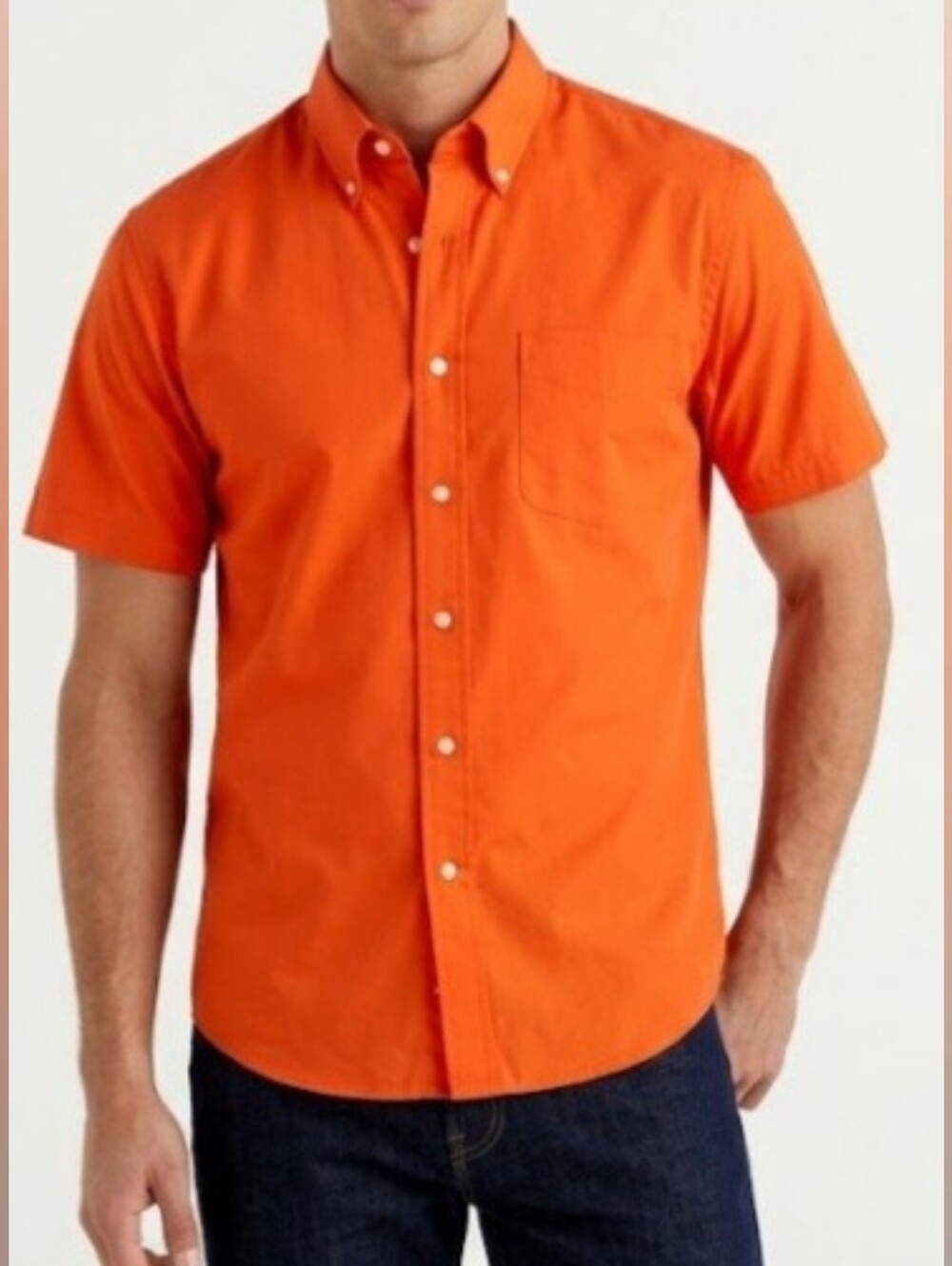 BAW Men's Short Sleeve Shirt - Cotton Orange Size Large RN 96332.